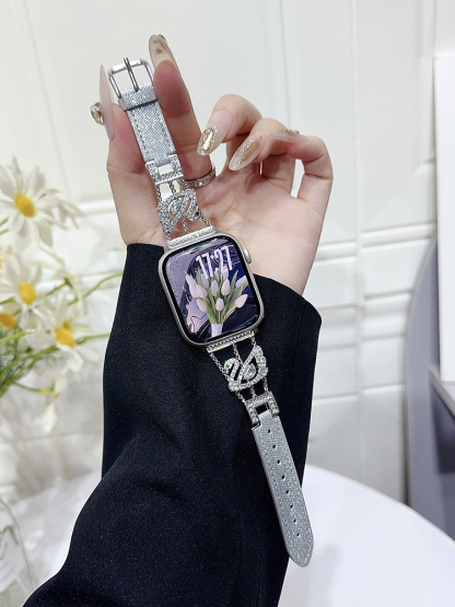 Diamond Swan Leather Band