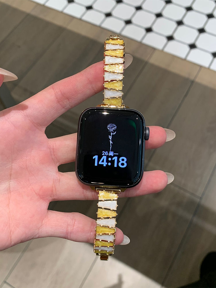 Staggered Trapezoid Design Stainless Steel Band