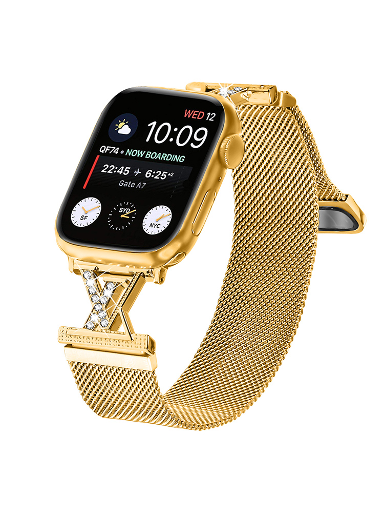 Diamond-studded Buckle Milanese Stainless Steel Apple Watch Band - Tatanband