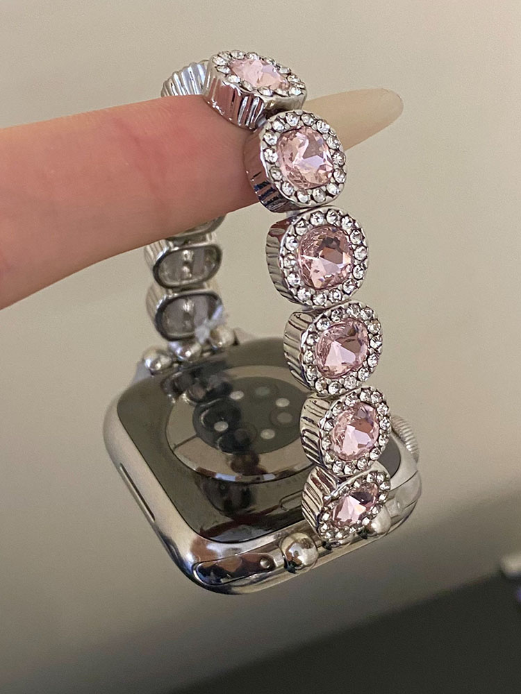 Colorful Round Diamonds Stainless Steel Band