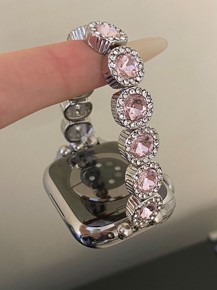 Colorful Round Diamonds Stainless Steel Band