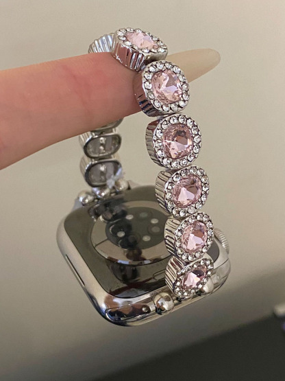 Colorful Round Diamonds Stainless Steel Band