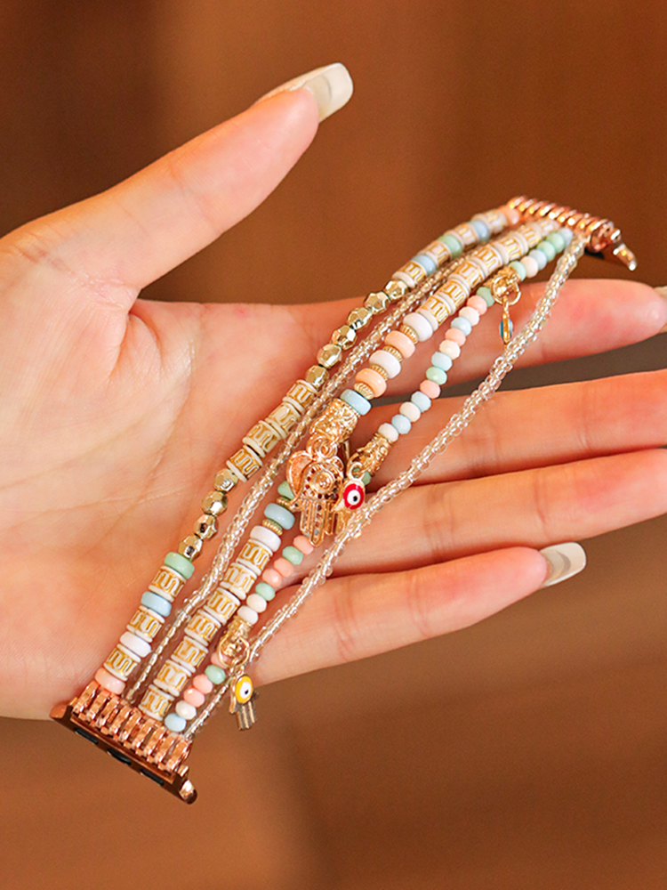 5 Chain Bohemian Natural Stone Handwoven Band