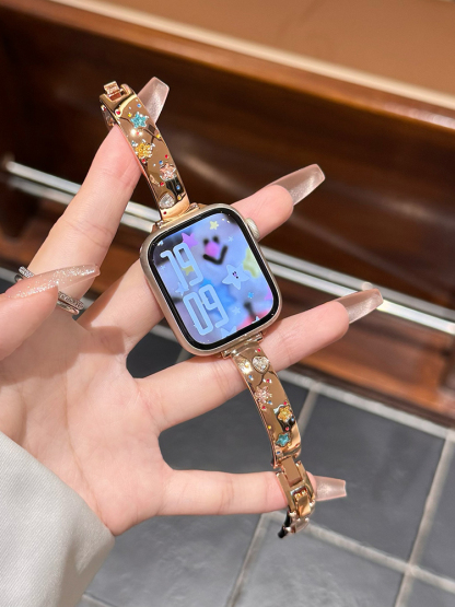Colored Star Diamonds Bracelet Stainless Steel Band for Apple Watch