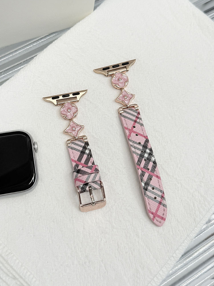 Four-leaf Clover Buckle Twill Leather Band for Apple Watch