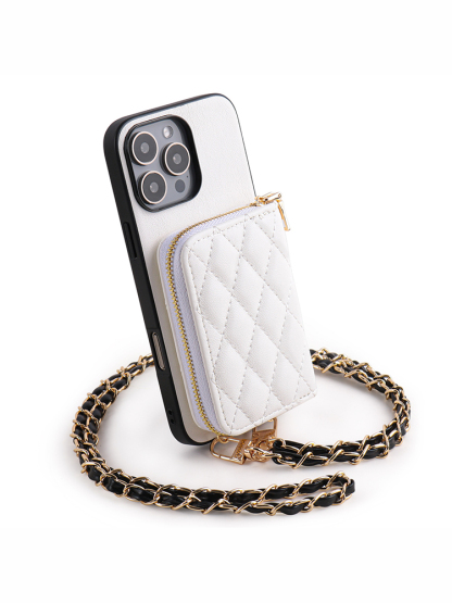 Diamond-patterned Card Holder Case for iPhone