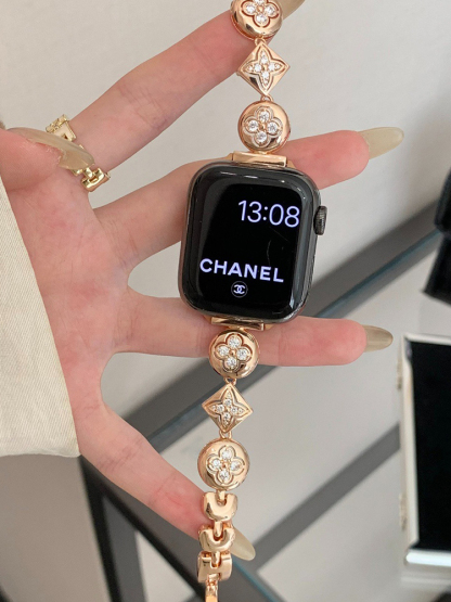 Retro Four-leaf Clover Diamonds Metal Band for Apple Watch