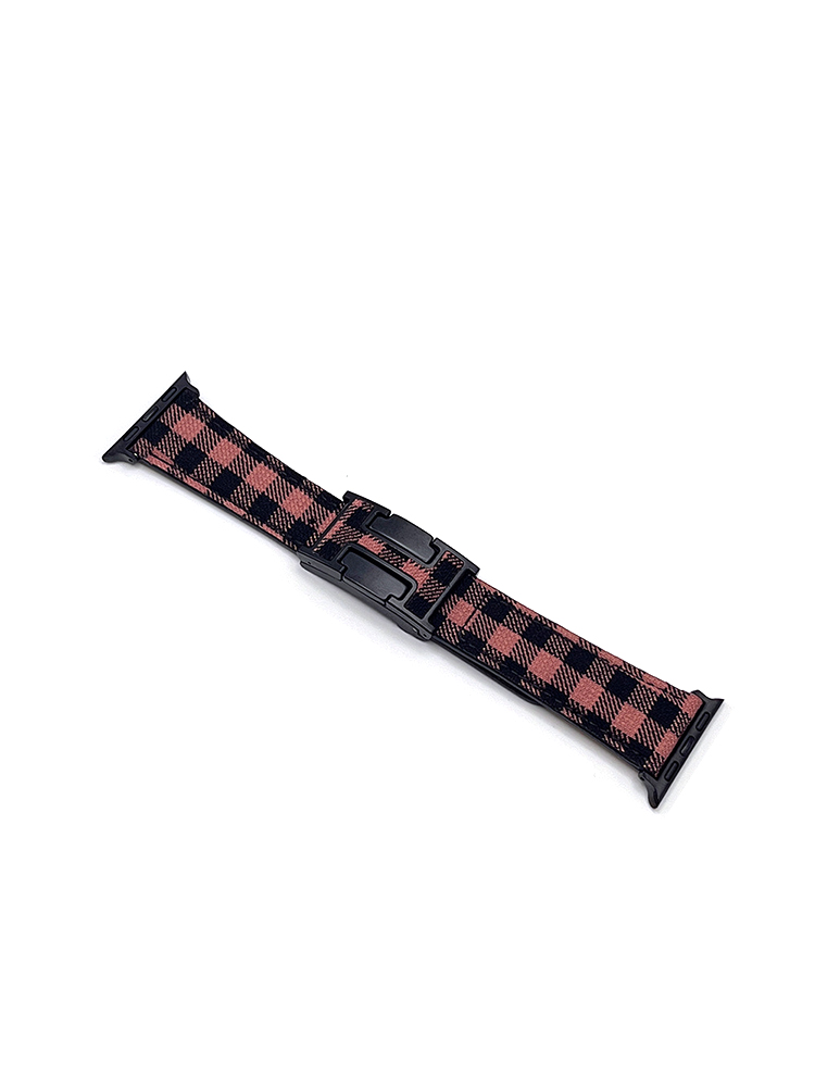 Plaid Pattern H Magnetic Buckle Leather Band