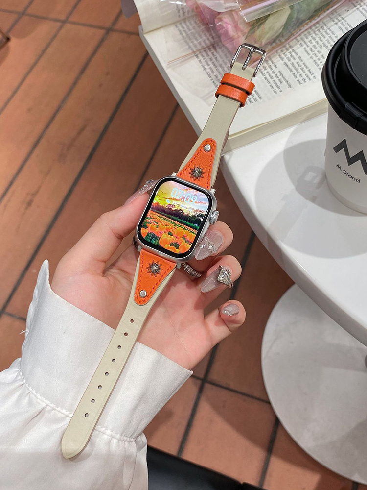 Ten-pointed Star Rivet Curve Leather Band