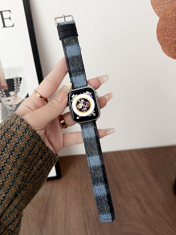 Checked Plush Leather Band