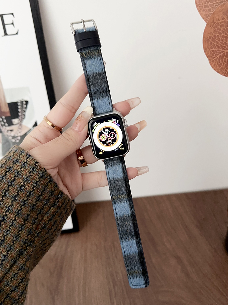 Checked Plush Leather Band