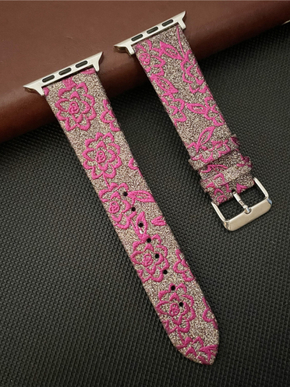 Flower Embroidery Leather Band