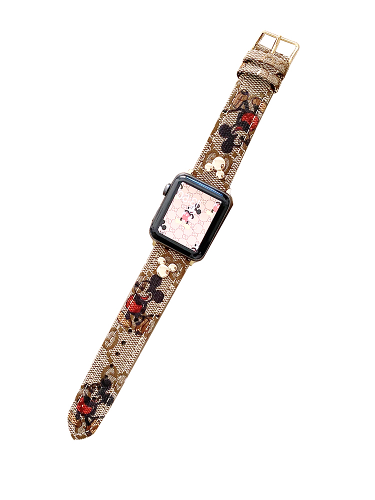 Mickey Rivet Print Leather Band