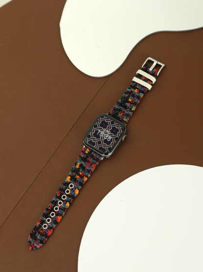 Wool Woven Plaid Leather Band