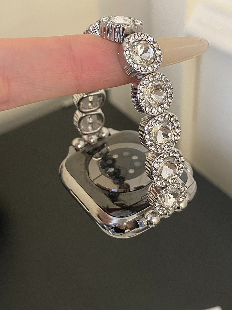 Colorful Round Diamonds Stainless Steel Band