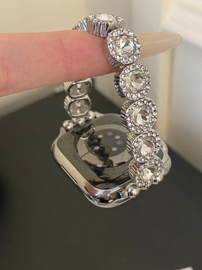 Colorful Round Diamonds Stainless Steel Band