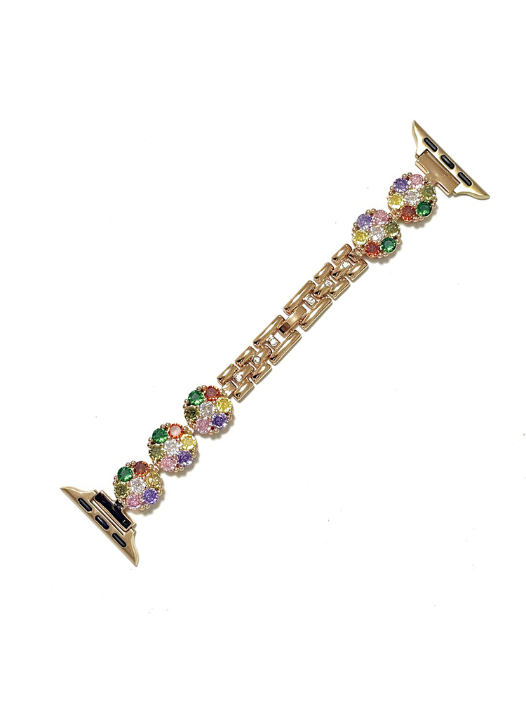 Colorful Zircon Plum Blossom Stainless Steel Apple Watch Band - Tatanband