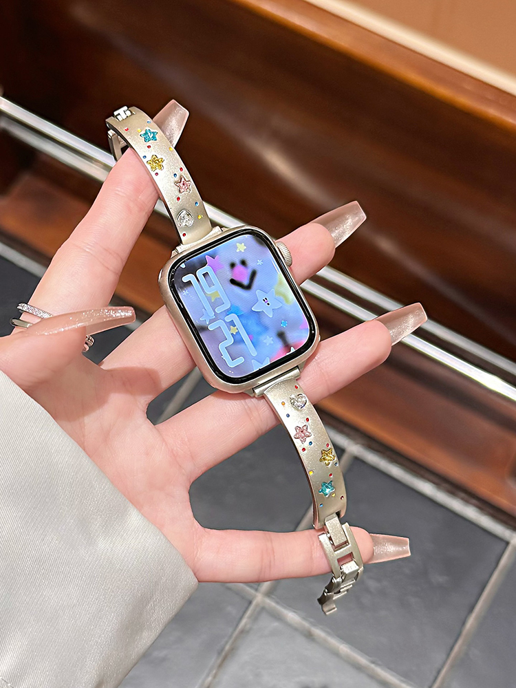 Colored Star Diamonds Bracelet Stainless Steel Band for Apple Watch-Tatan Band