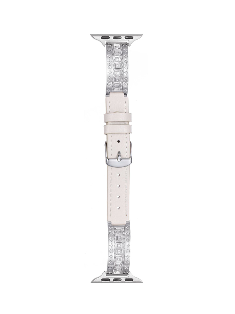 Four-leaf Pattern Square Diamond Leather Band for Apple Watch