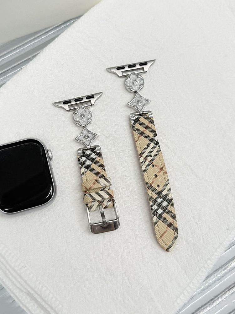 Four-leaf Clover Buckle Twill Leather Band for Apple Watch