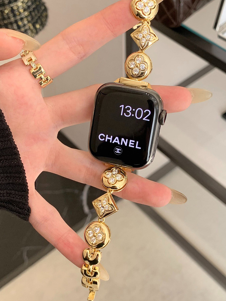 Retro Four-leaf Clover Diamonds Metal Band for Apple Watch