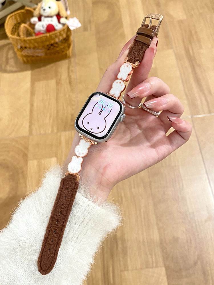Easter Series Bunny Plush Leather Band for Apple Watch