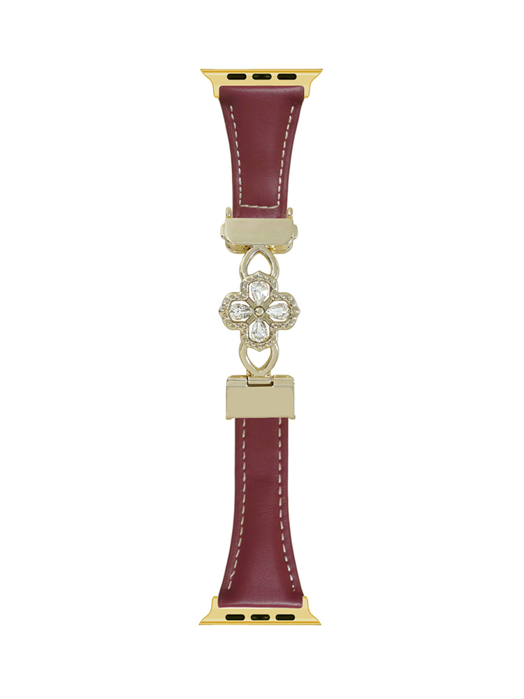 Cut-out Clover Magnetic Clasp Leather Band for Apple Watch