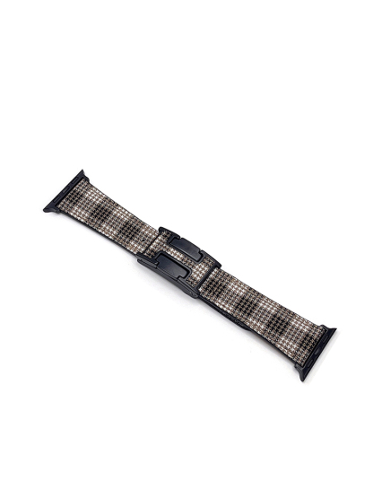 Plaid Pattern H Magnetic Buckle Leather Band