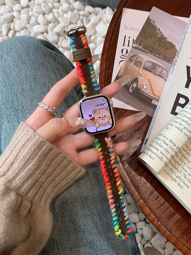 Woolen Rainbow Edge Slim Corduroy Band