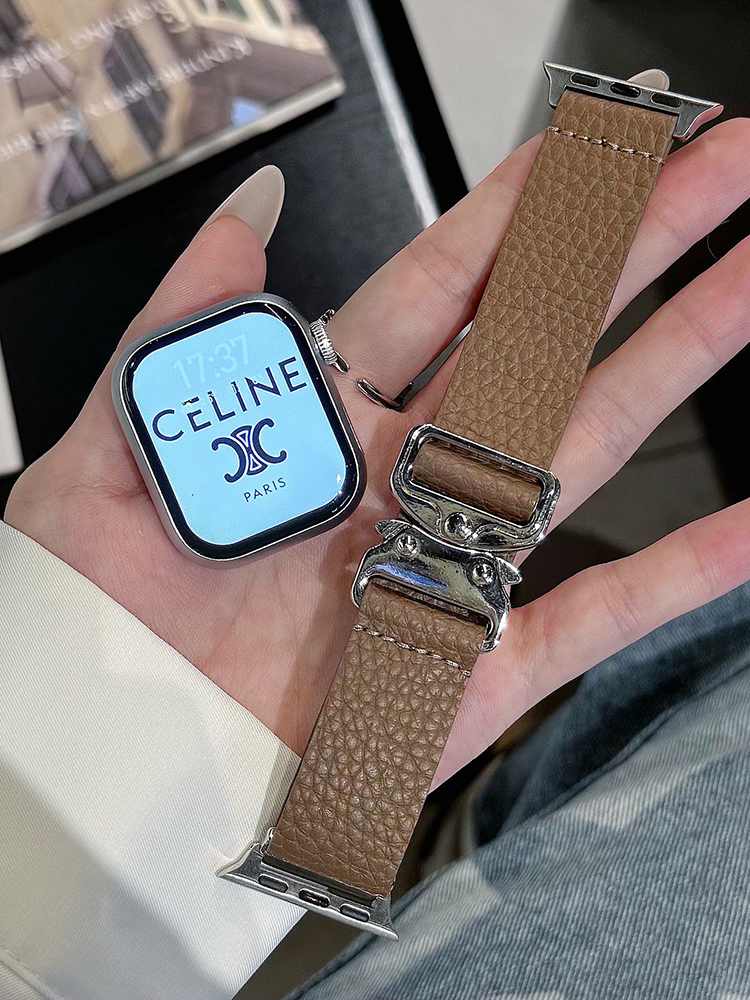 Quick Release Buckle Lychee Pattern Leather Band