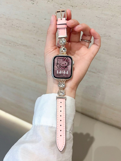 Zircon Kitty Buckle Leather Band