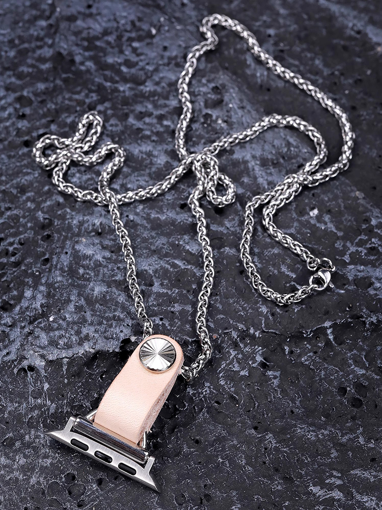 Apple Watch Leather Connector Titanium Steel Necklace