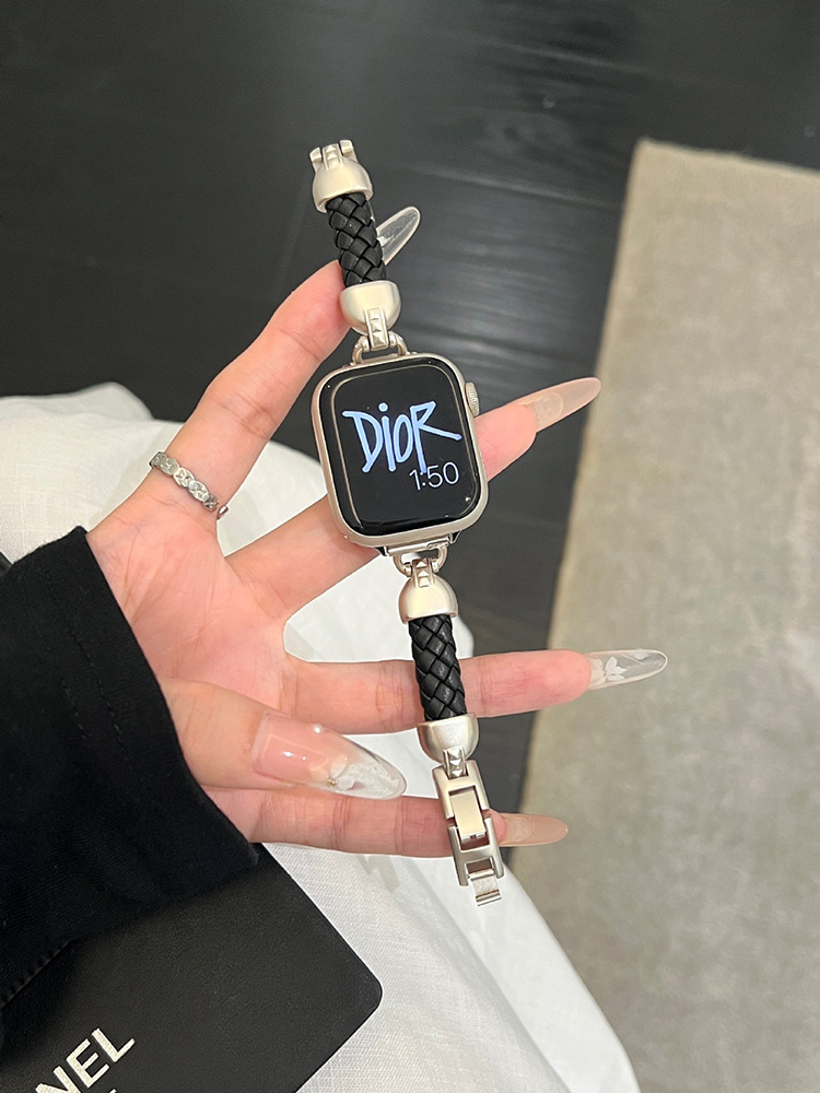 Braided Leather with Stainless Steel Band