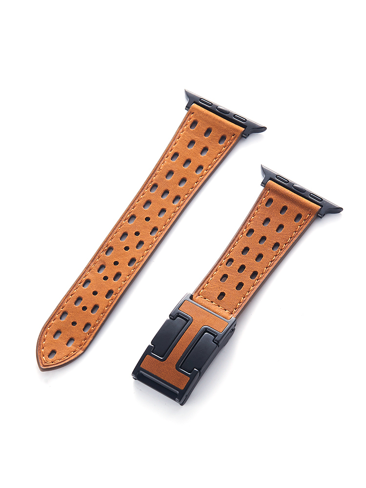 Breathable Mesh H Magnetic Buckle Leather Apple Watch Band - Tatanband