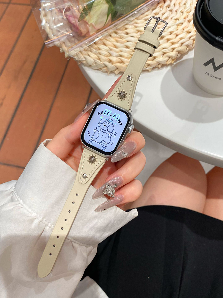 Ten-pointed Star Rivet Curve Leather Band