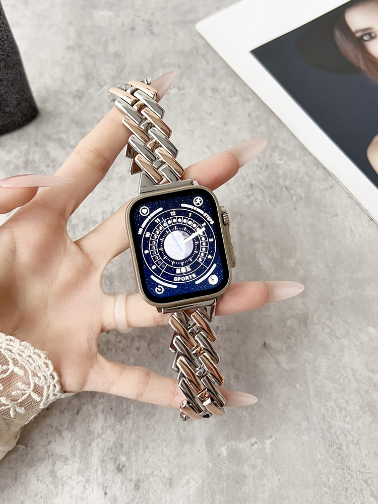 H Letter Two-color Mixed Stitching Stainless Steel Band