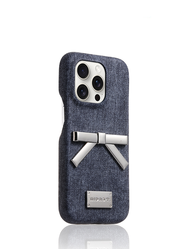 Denim Pattern Bow Stand Case