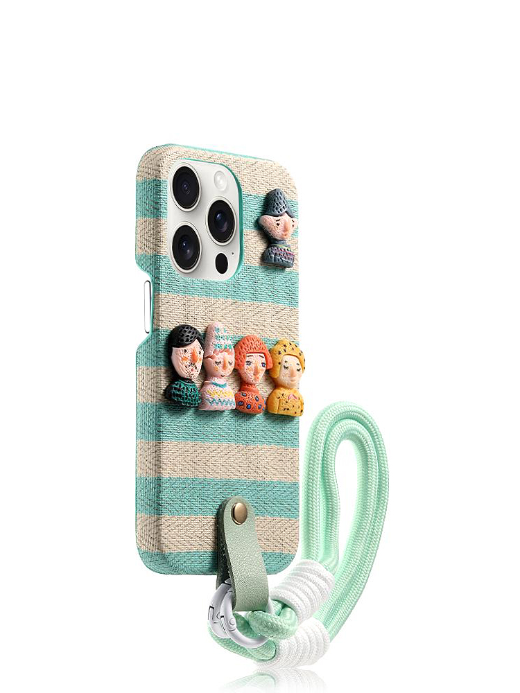 Family Dolls Stripe Wrist Strap iPhone Case - Tatanband