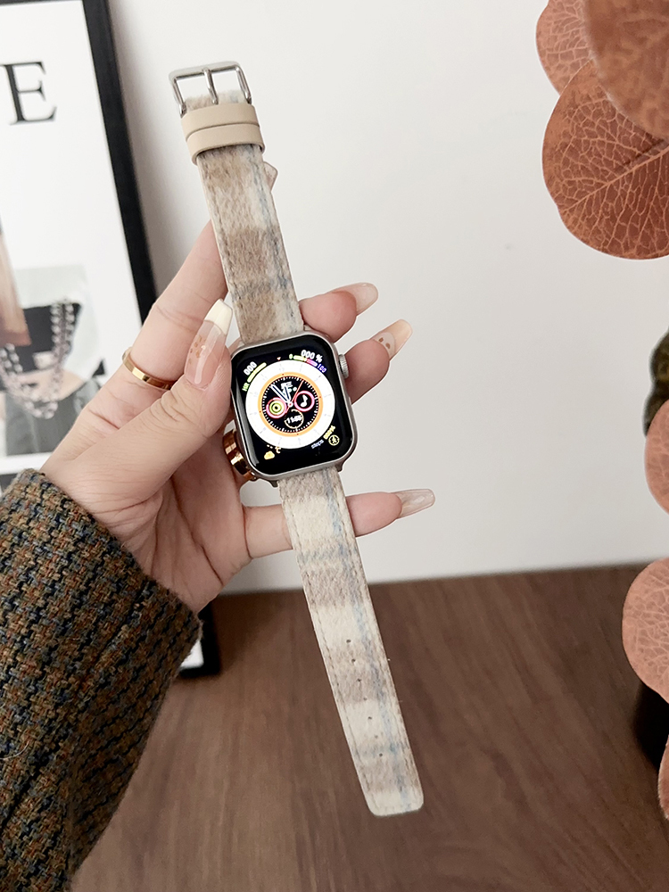 Checked Plush Leather Band