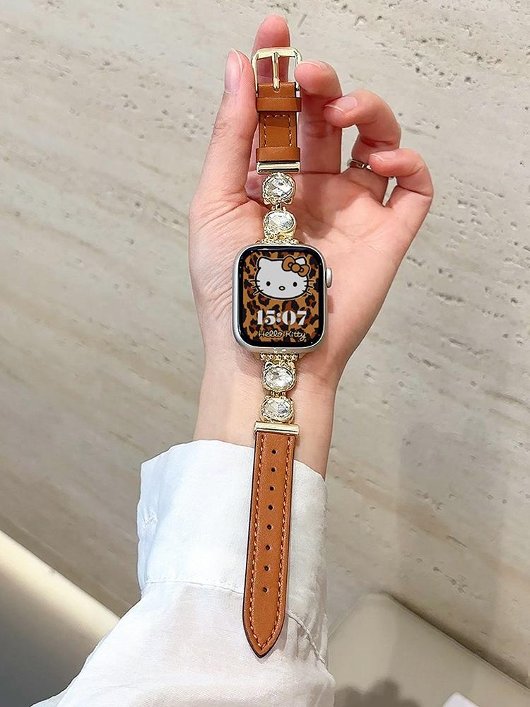 Zircon Kitty Buckle Leather Band