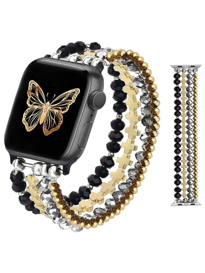 4 Chain Hand-woven Pearls with Natural Stones Band