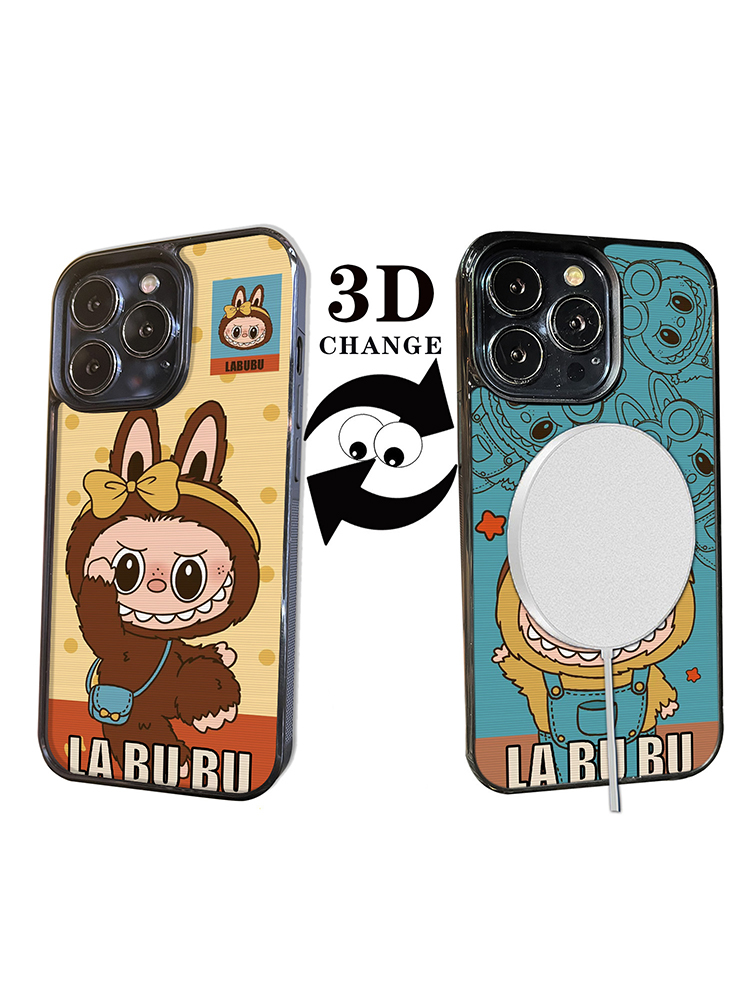 3D Change Cartoon Labubu MagSafe Case