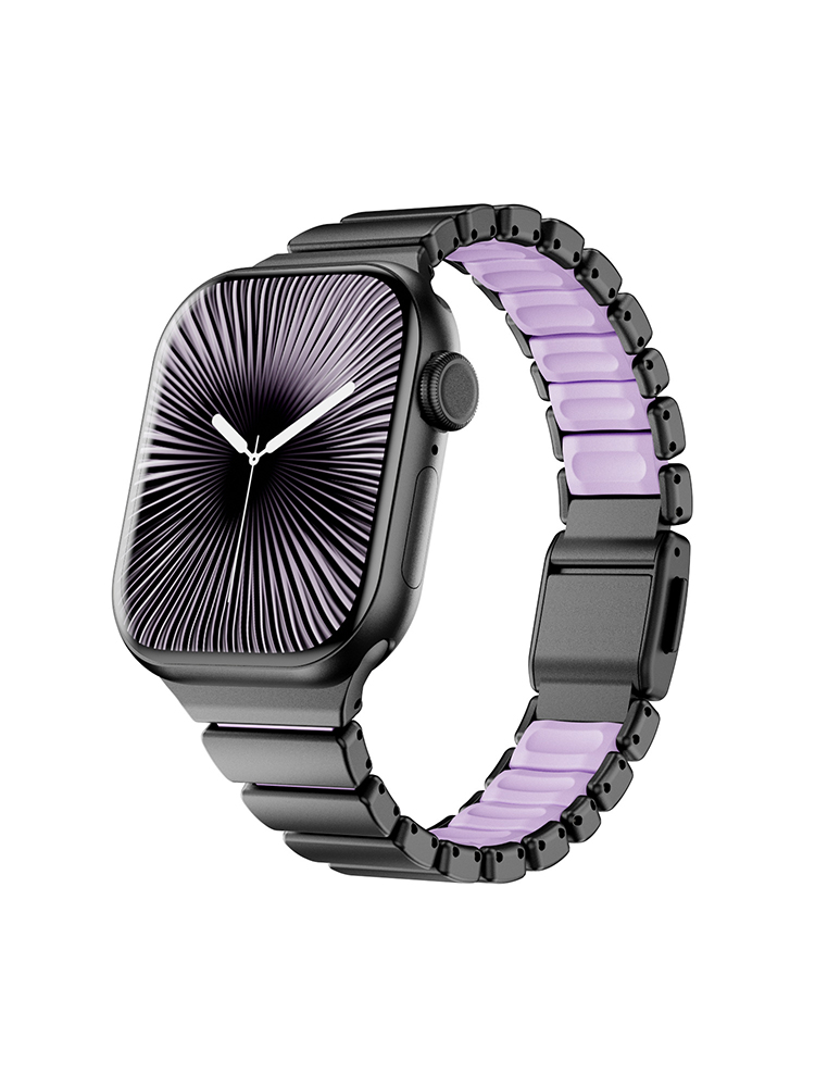 Dual-Layer Stainless Steel and Silicone Watch Band for Apple Watch