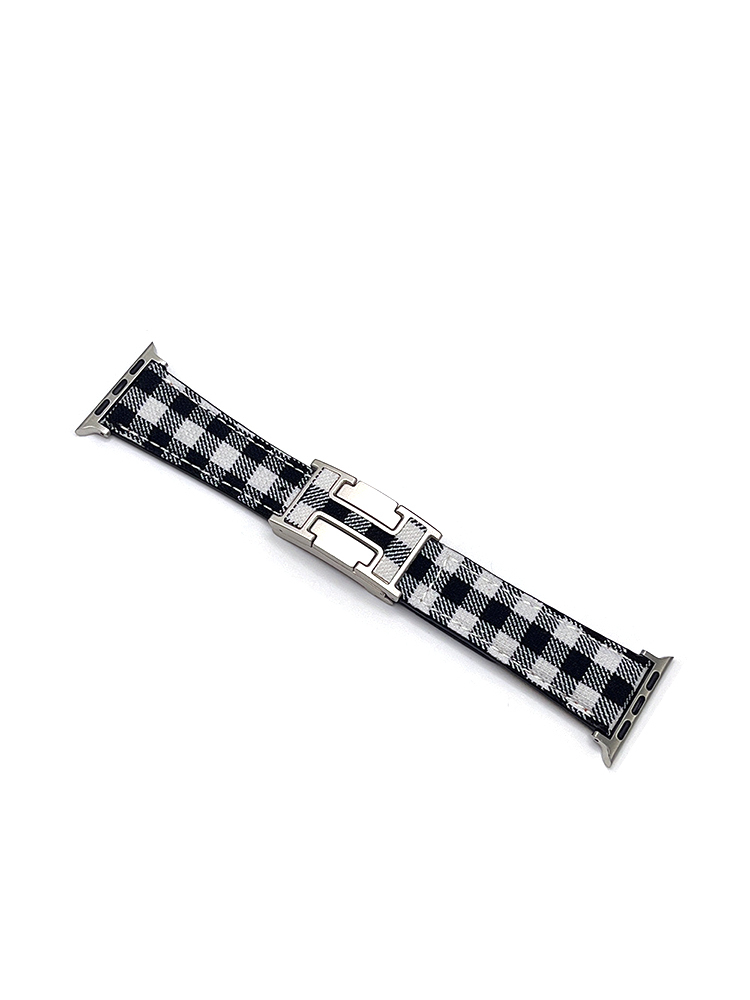 Plaid Pattern H Magnetic Buckle Leather Apple Watch Band - Tatanband