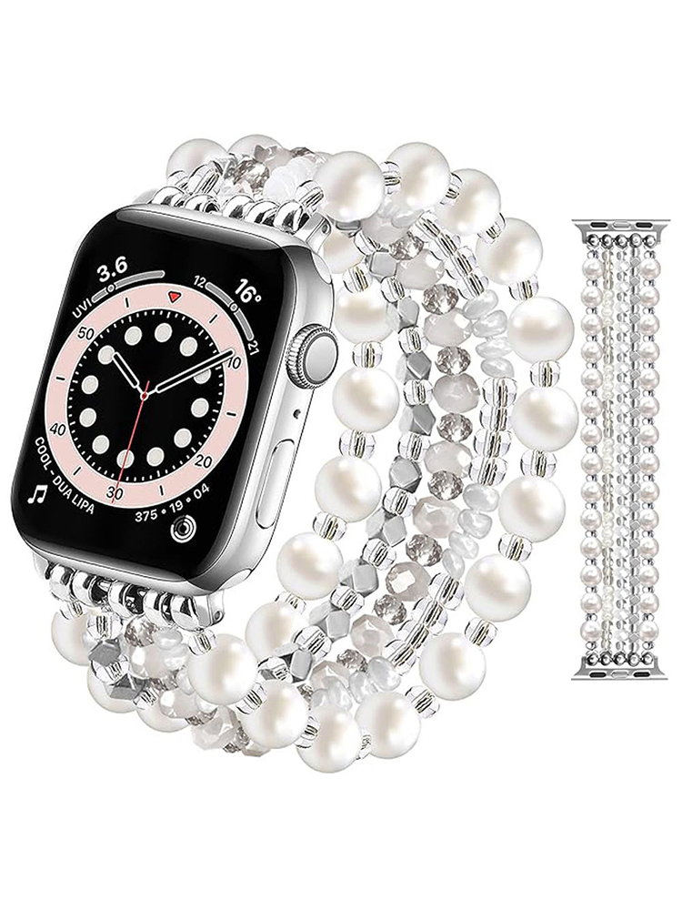 4 Chain Hand-woven Pearls with Natural Stones Band