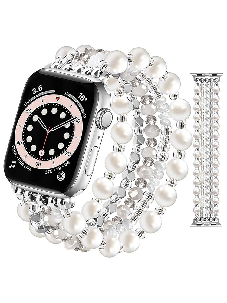 4 Chain Hand-woven Pearls with Natural Stones Band