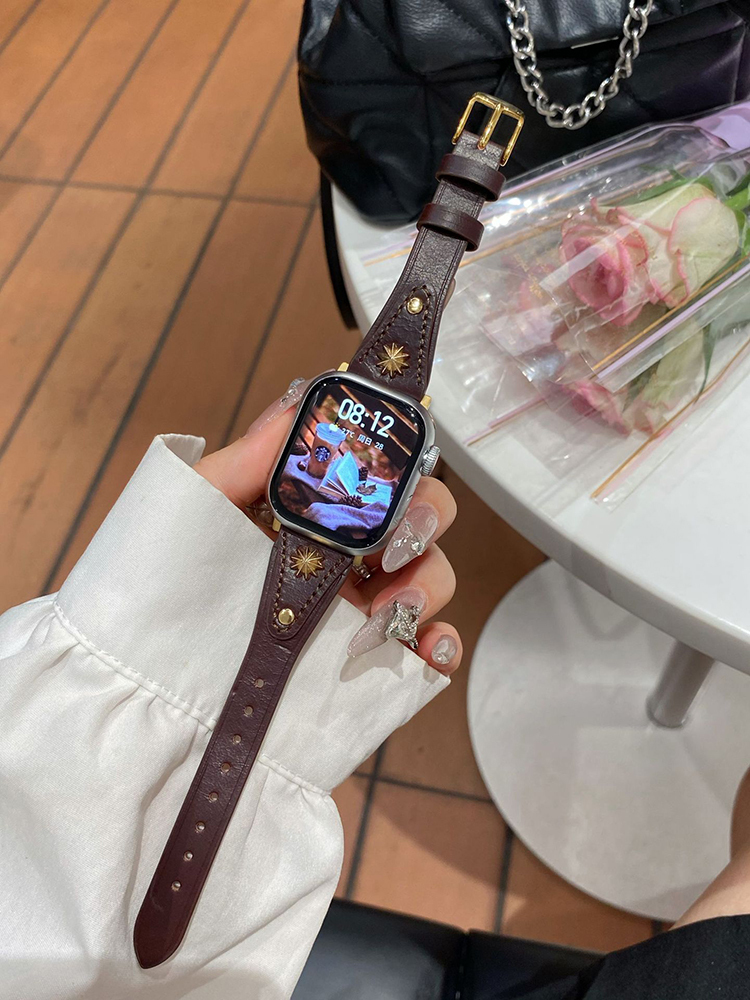 Ten-pointed Star Rivet Curve Leather Band