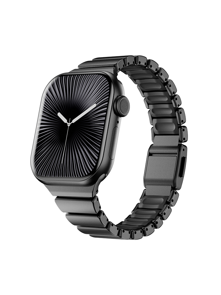 Dual-Layer Stainless Steel and Silicone Watch Band for Apple Watch
