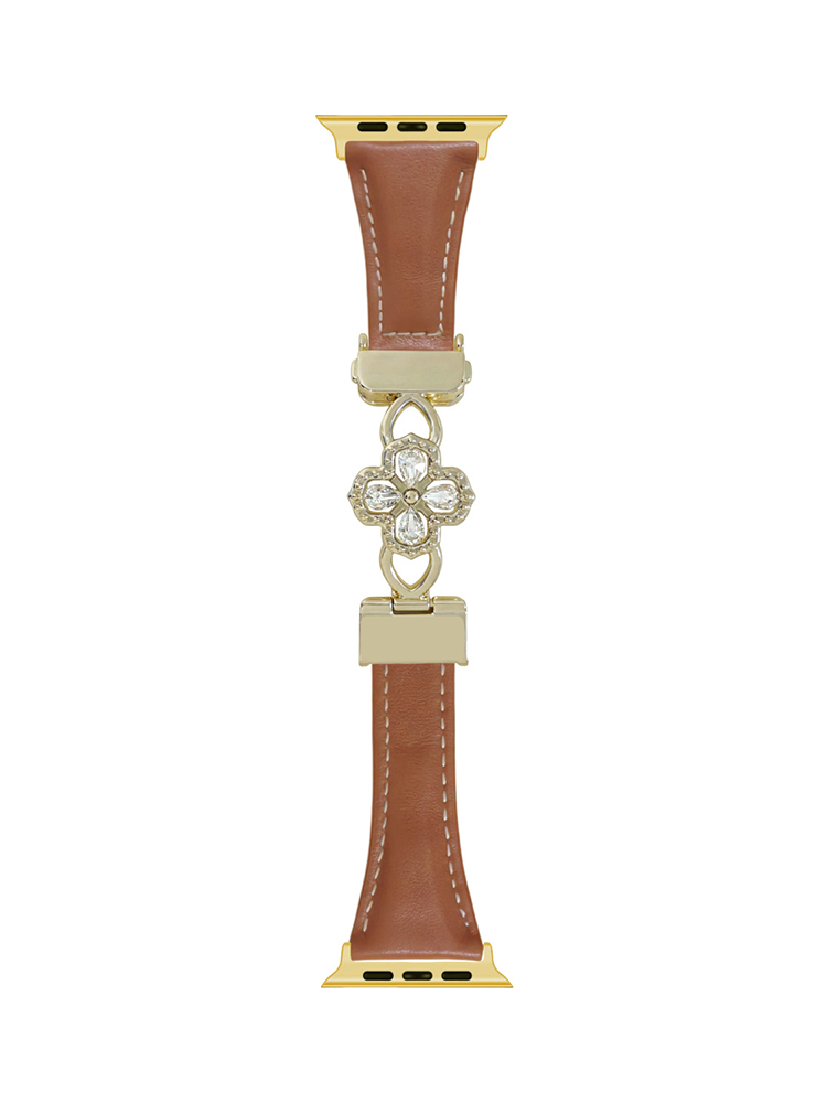 Cut-out Clover Magnetic Clasp Leather Band for Apple Watch