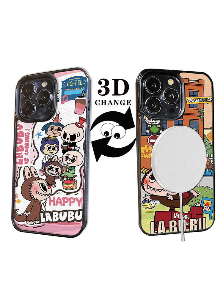 3D Change Cartoon Labubu MagSafe Case